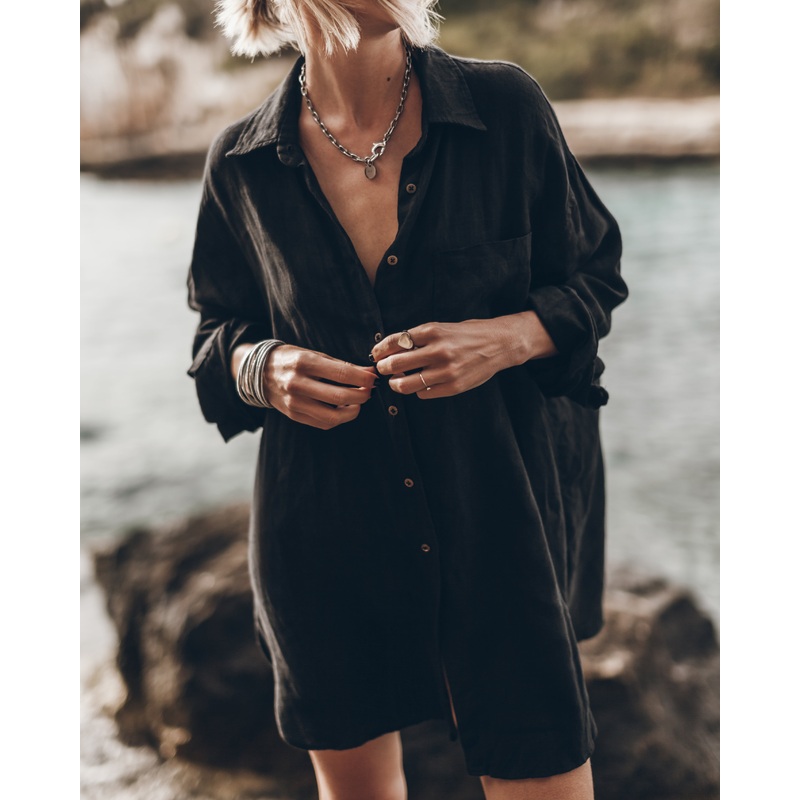 The Black Linen Shirt|S|M|L