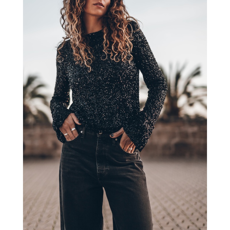 The Black Sequin Blouse|XS|S|M|L|XL