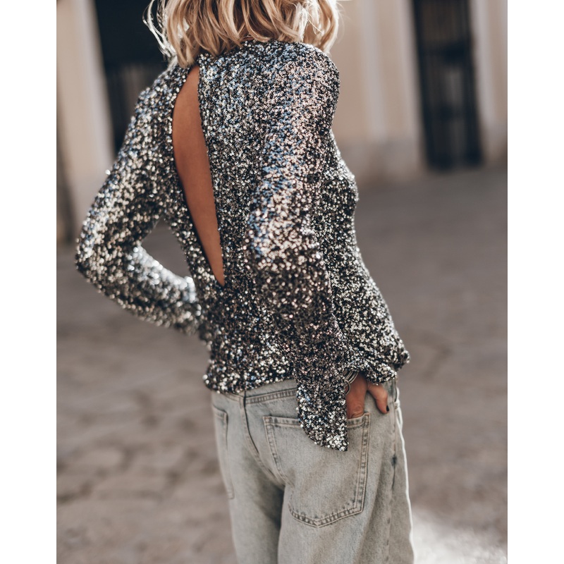 The Dark Sequin Blouse|XS|S|M|L|XL