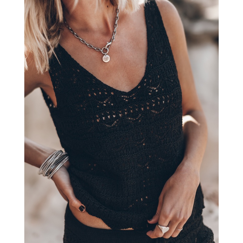 The Black Crochet Tank Top|XS|S|M|L|XL