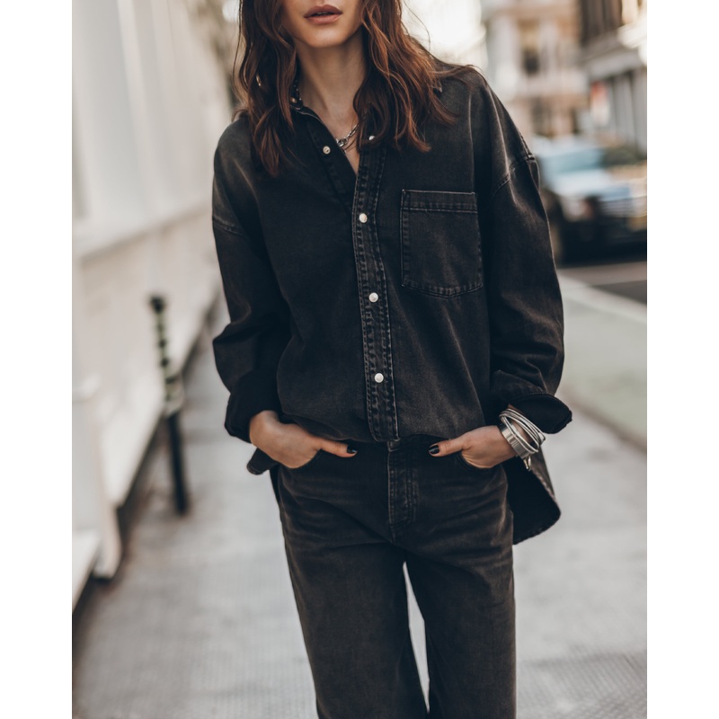 The Black Loose Denim Shirt|XS|S|M|L|XL