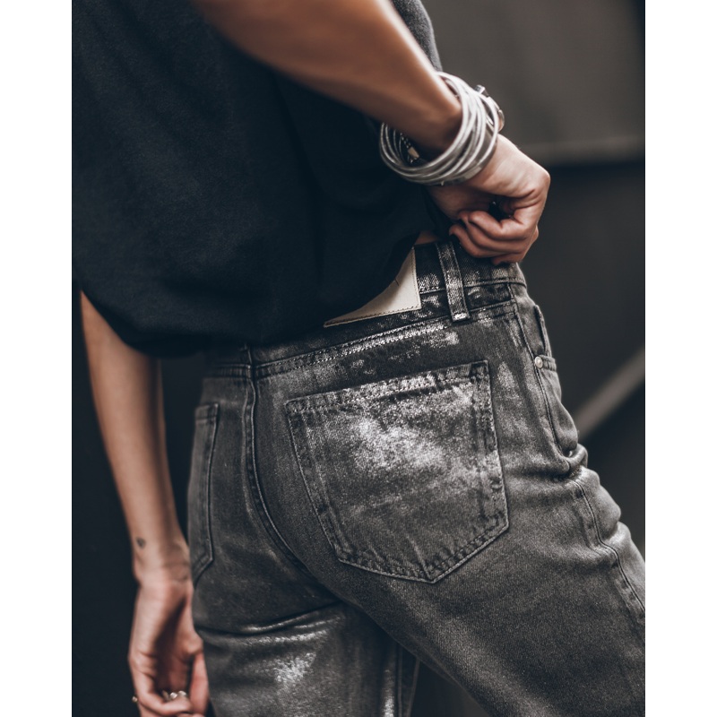 The Black Shimmer Straight Jeans