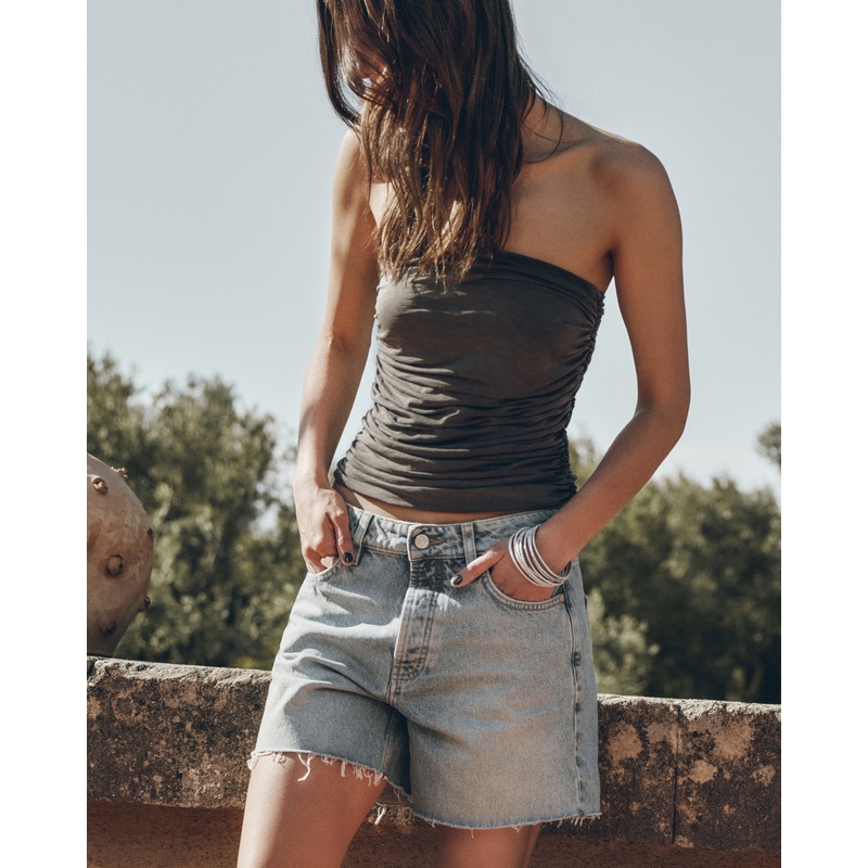 The Dark Faded Ruched Bandeau Top