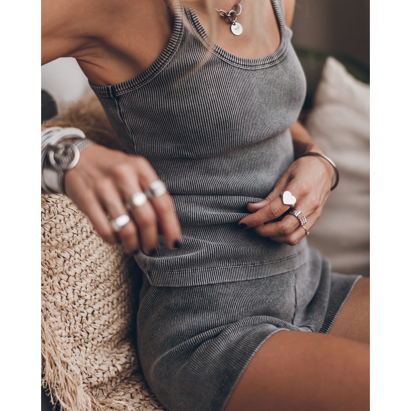 The Dark Ribbed Tank Top|XS|S|M|L|XL