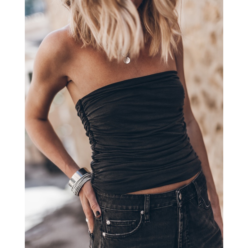 The Dark Ruched Bandeau Top|XS|S|M|L|XL