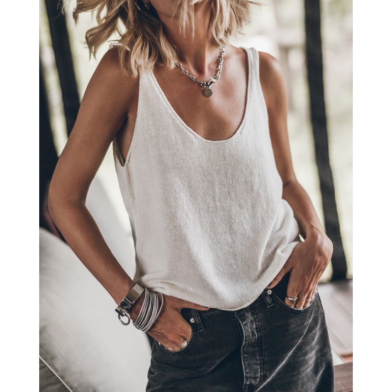The Ecru Thin Knit Tank Top|XS|S|M|L|XL