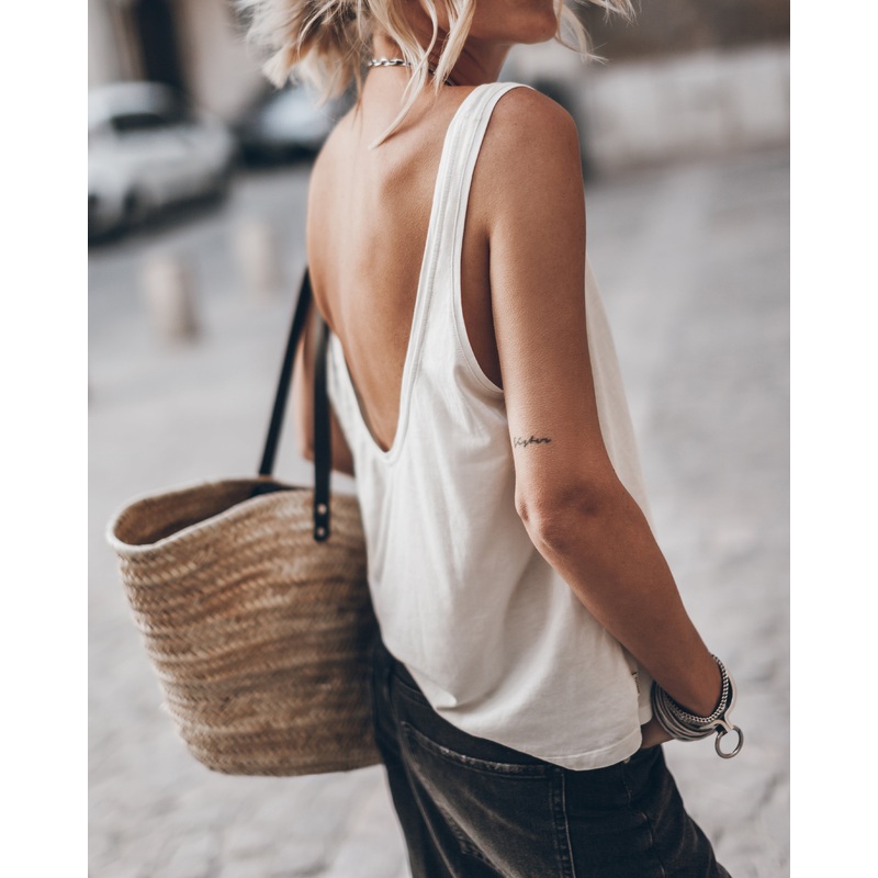 The White Low Back Base Tank Top