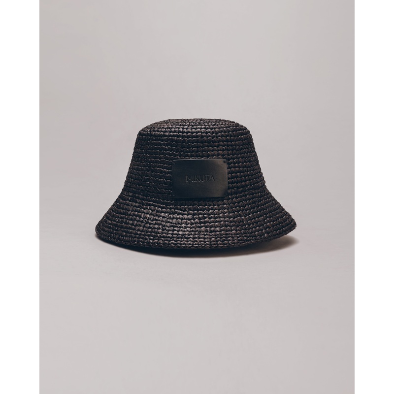 The Black Raffia Bucket Hat|56|58