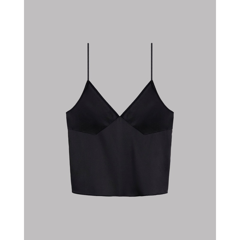 The Black Silk Slip Top|XS|S|M|L|XL