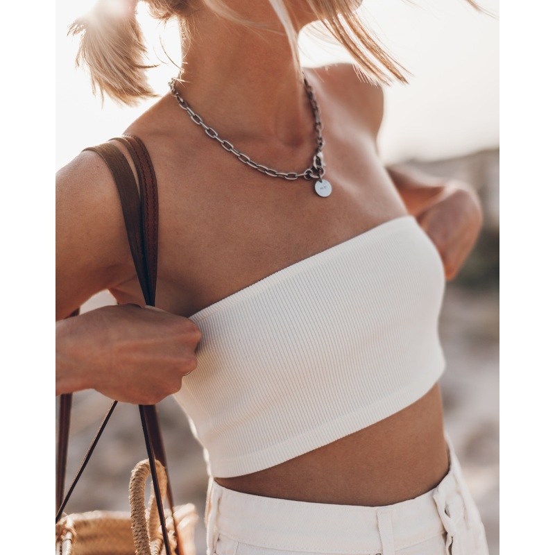 The Off White Ribbed Tube Top|S|M|L