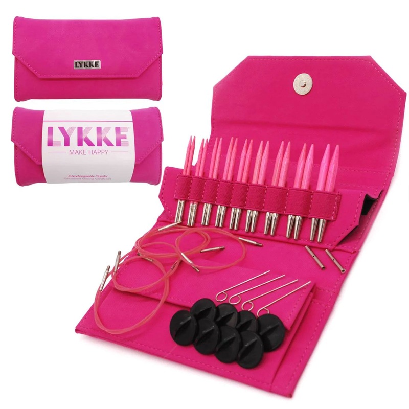LYKKE Crafts Birchwood Interchangeable Needle Sets – Blush – Pink Case – 3.5 Tips US 3-10.5