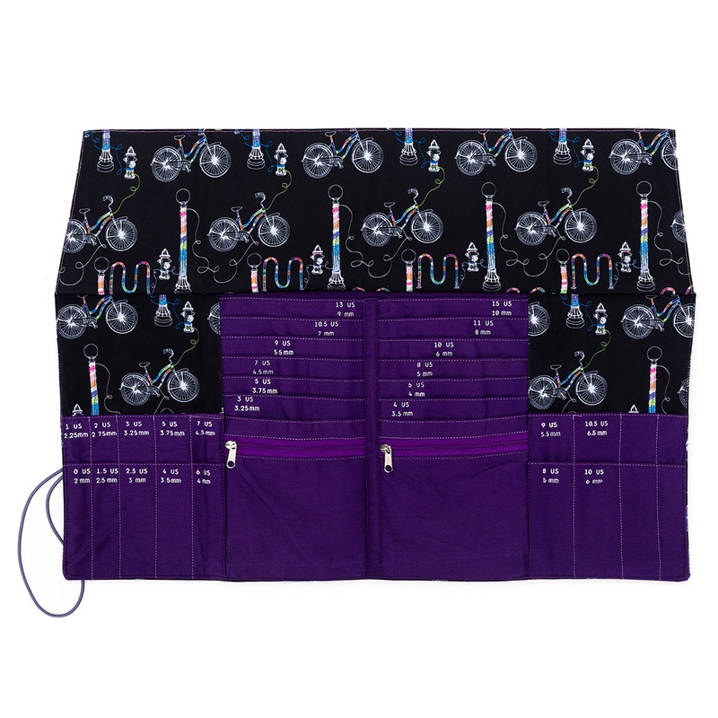 della Q DPN + Circular Case – 1136-1 – Fabric Print Collection – Yarn Bombing