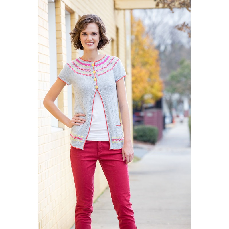 Universal Yarn Bamboo Pop – Adult Patterns – Colorwork Cardi – PDF Download