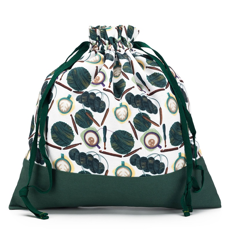 della Q Large Eden Project Bag – 119-2 – Fabric Print Collection – Coffee and Yarn Green