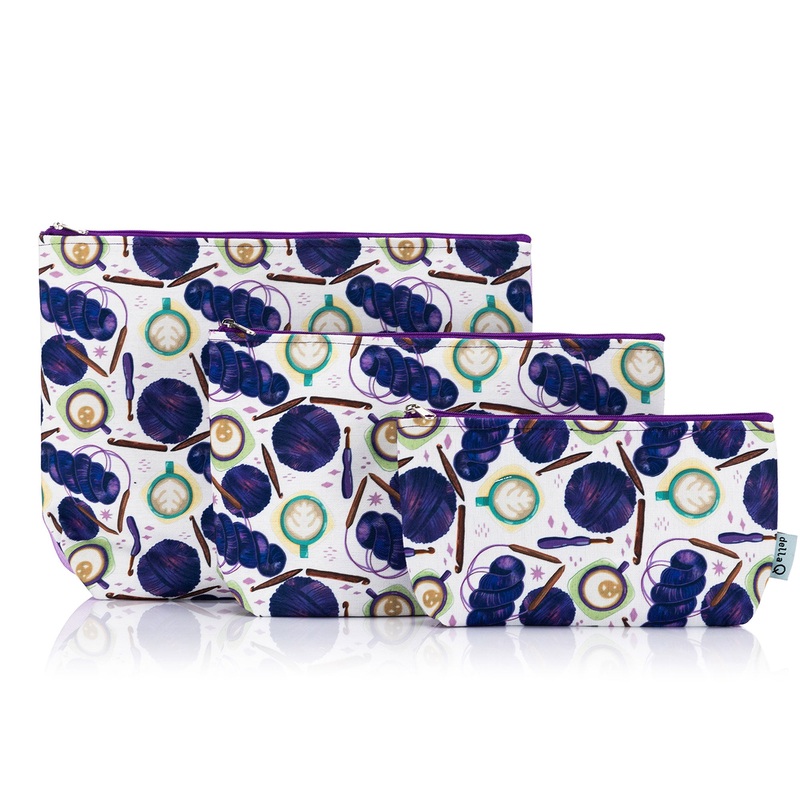 della Q Mesh + Zip Collection – 1123-1 – Fabric Print Collection – Coffee and Yarn Purple