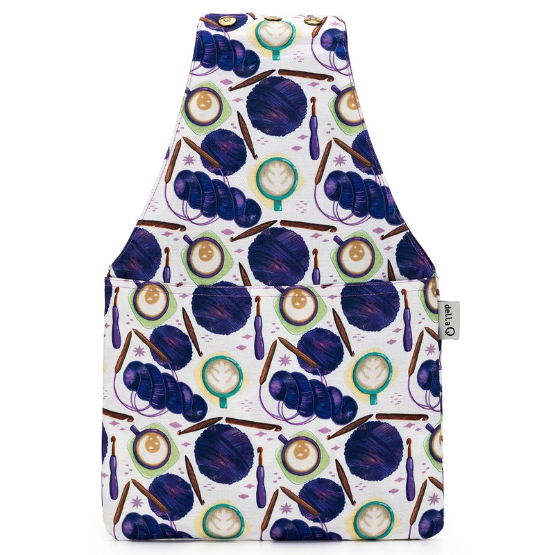 della Q Nora Wrist Bag – 1300-1 – Fabric Print Collection – Coffee and Yarn Purple