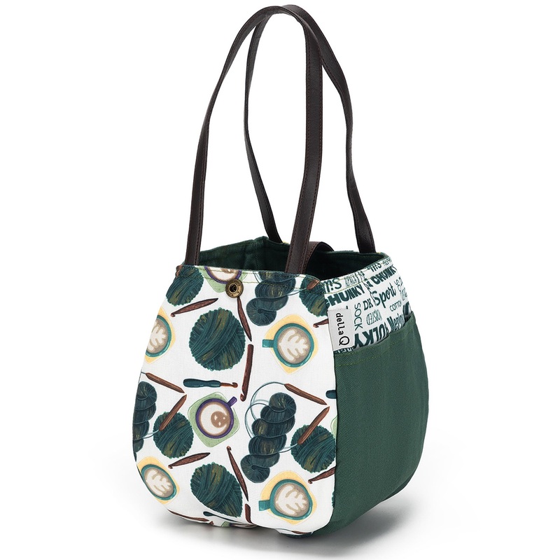 della Q Rosemary – 220-1 – Fabric Print Collection – Coffee and Yarn Green