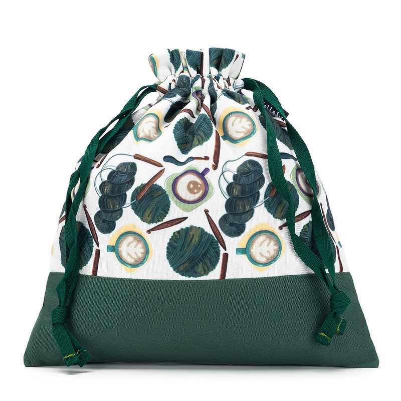 della Q Small Eden Project Bag – 115-1 – Fabric Print Collection – Coffee and Yarn Green