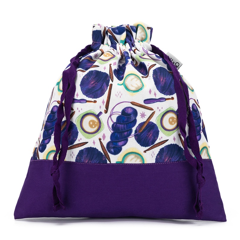 della Q Small Eden Project Bag – 115-1 – Fabric Print Collection – Coffee and Yarn Purple