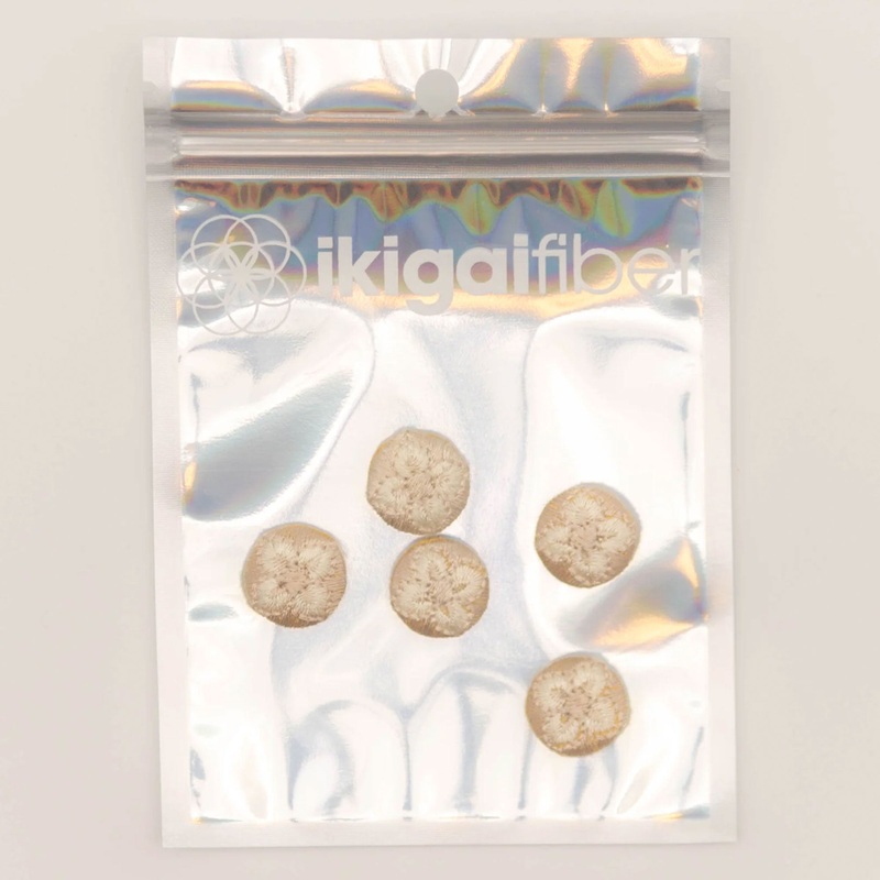 Ikigai Fiber Sew On Crystals & Buttons – Embroidered Beige Flower Button
