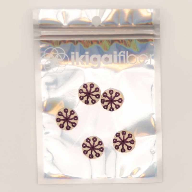 Ikigai Fiber Sew On Crystals & Buttons – Embroidered Purple Flower Button