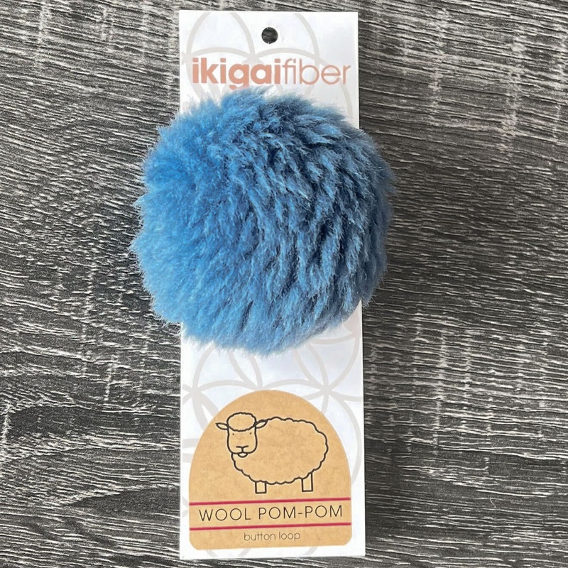 Ikigai Fiber Wool Pom Poms – Blue Wool Pom 8cm