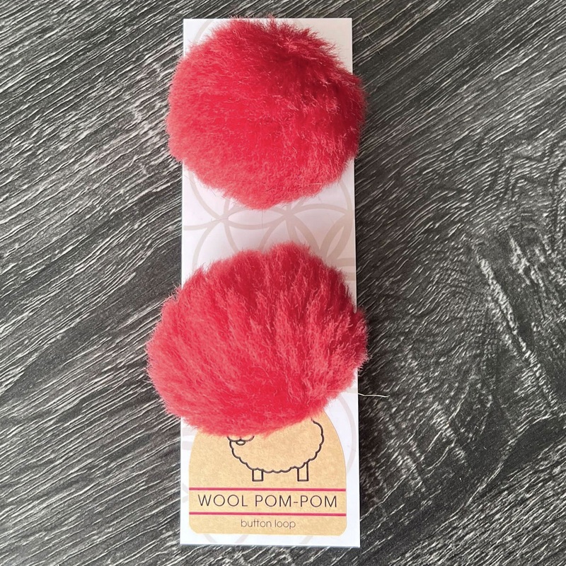 Ikigai Fiber Wool Pom Poms – Red Wool Pom 6cm