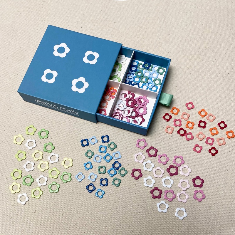 Allstitch Studio Seamless Stitch Markers – Flower Stitch Marker Sampler Box Set