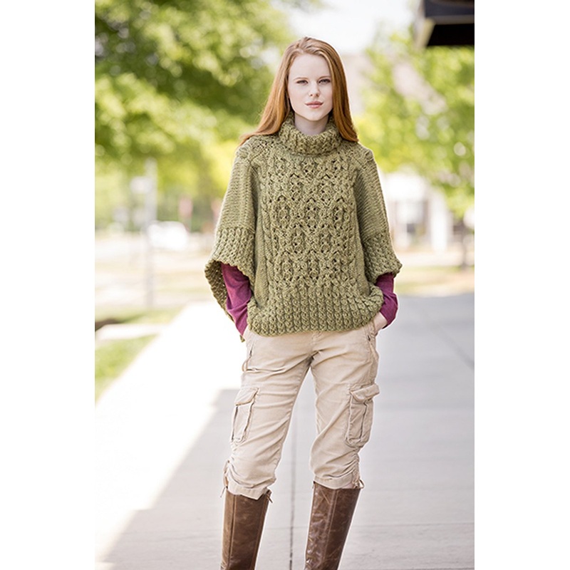 Universal Yarn Deluxe Cable Collection Patterns – Catawba River Poncho – PDF Download