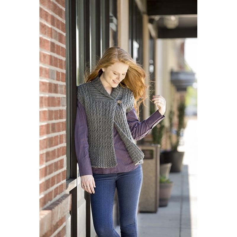 Universal Yarn Deluxe Cable Collection Patterns – Eastover Vest – PDF Download