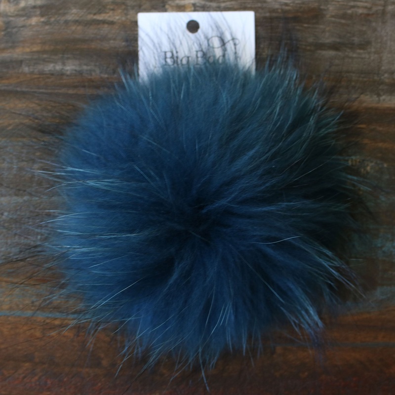 Big Bad Wool Pompoms – Raccoon – Teal (6)