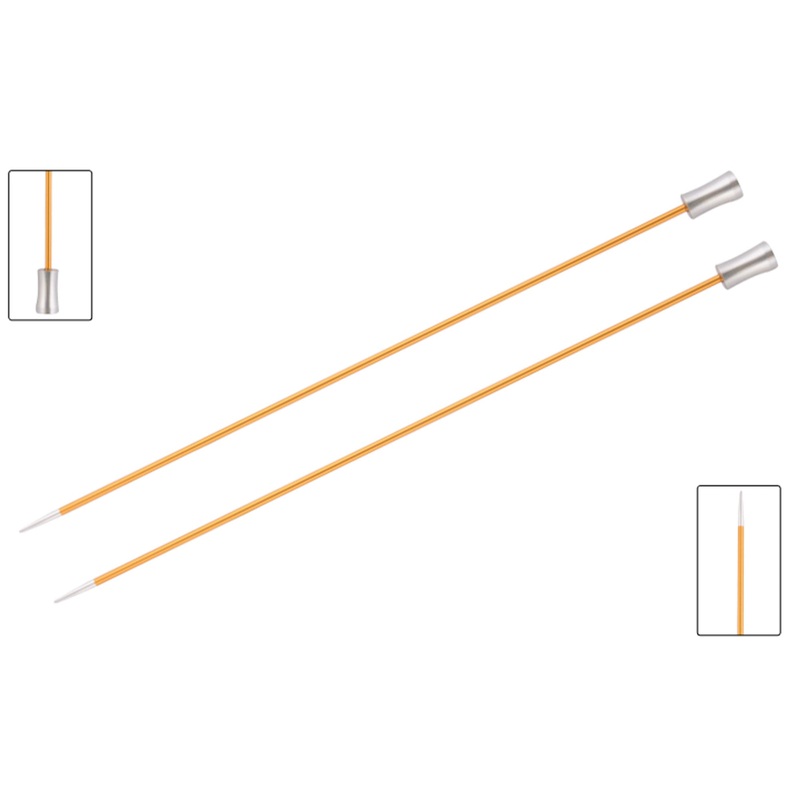 KnitPro Zing Single Pointed Needles – US 1 (2.25mm) – 10 Amber