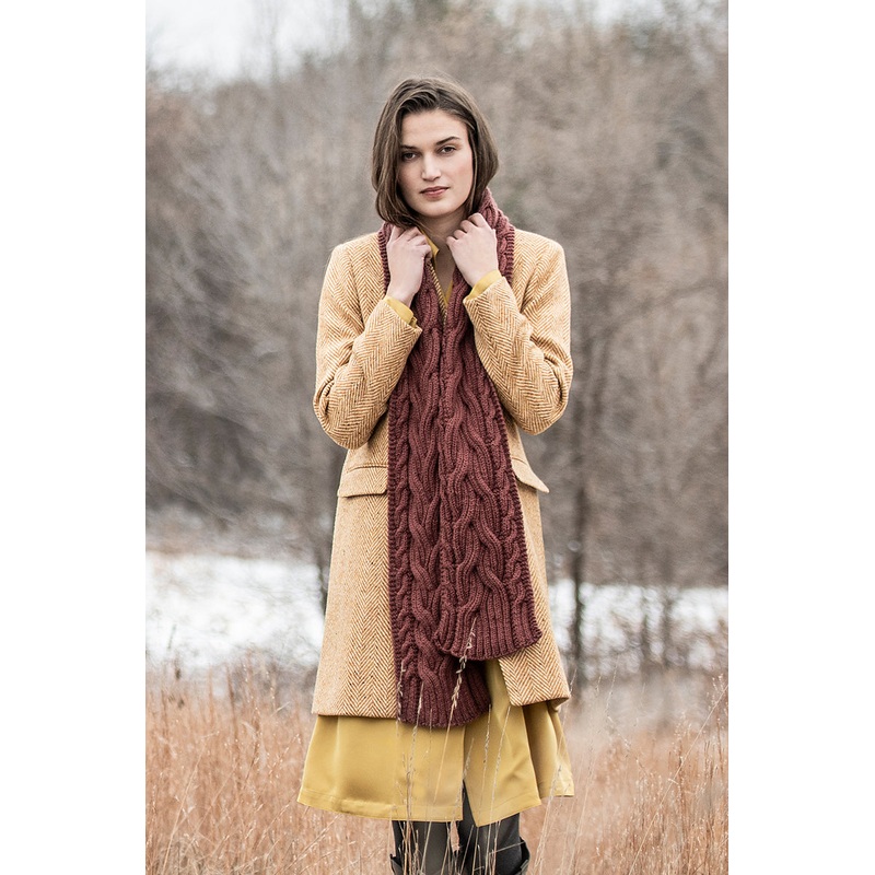 Blue Sky Fibers The Classic Collection Patterns – Edina Cabled Scarf – PDF Download