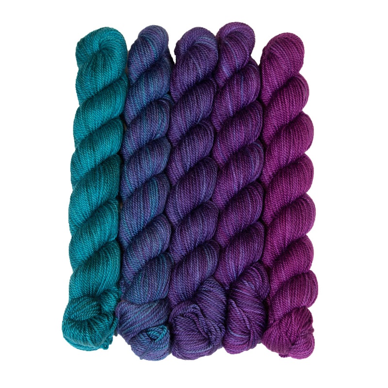 SweetGeorgia Tough Love Sock Party of Five Mini-Skein Set Yarn – Tanzanite