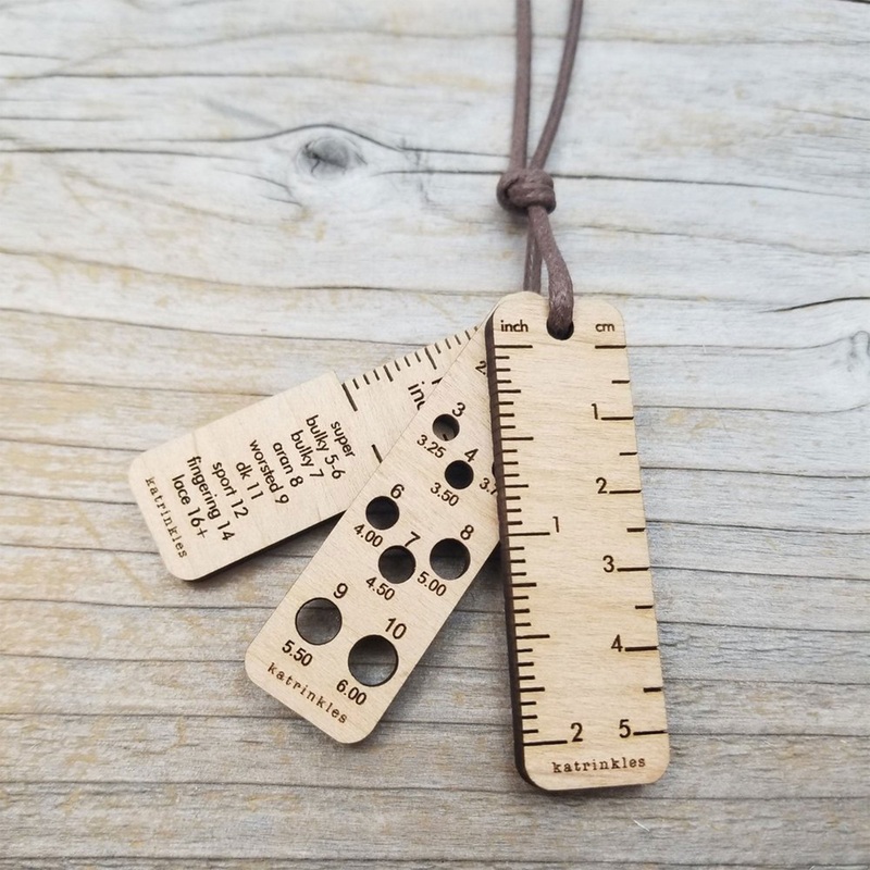 Katrinkles Knit Jewelry – Tiny Tool Pendant Necklace- Brown