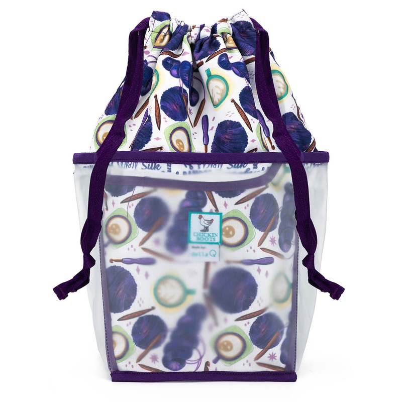 della Q Chicken Boots Double Double Project Bag – Coffee and Yarn Purple