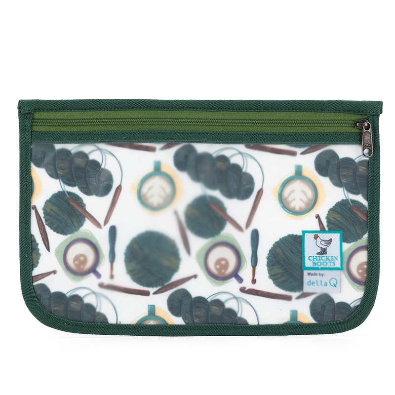 della Q Chicken Boots Notions Case – Coffee and Yarn Green