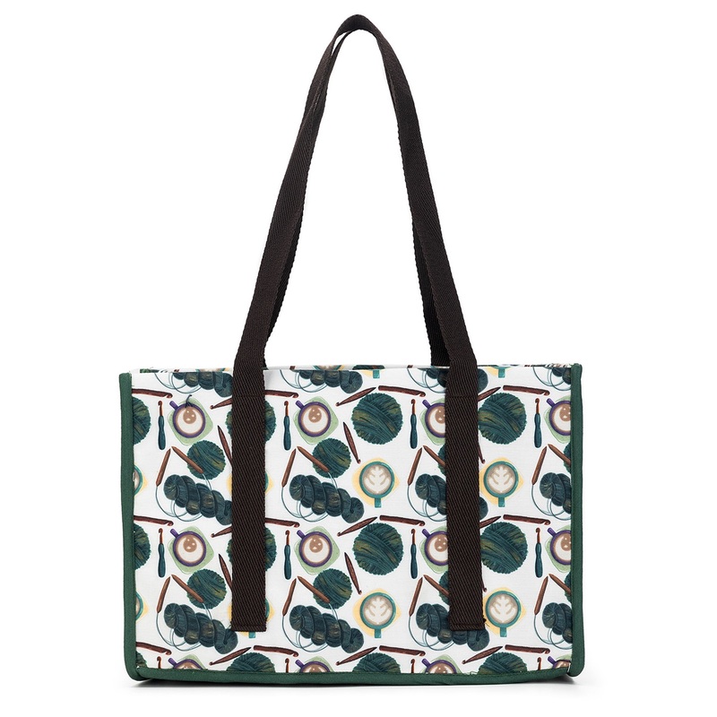 della Q Chicken Boots Project Bag – Coffee and Yarn Green