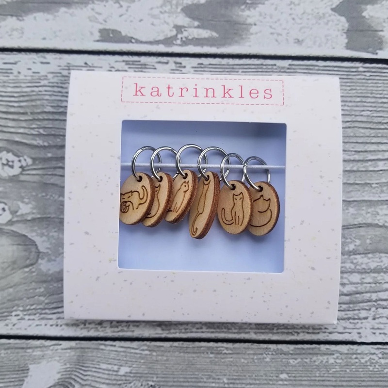 Katrinkles Cat-rinkles Cat Collection – Cat Stitch Marker Set – Wood