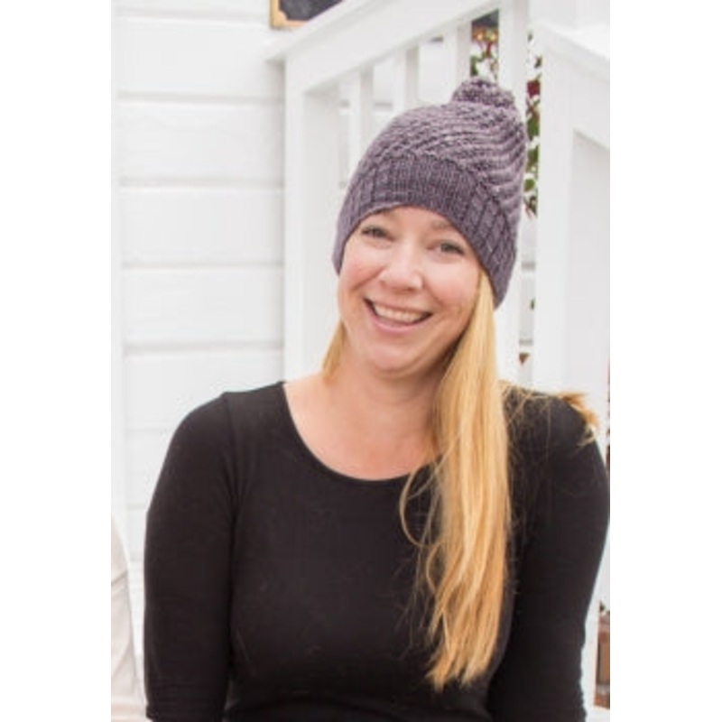Jenny’s Malabrigo Rhubarb Helix Hat
