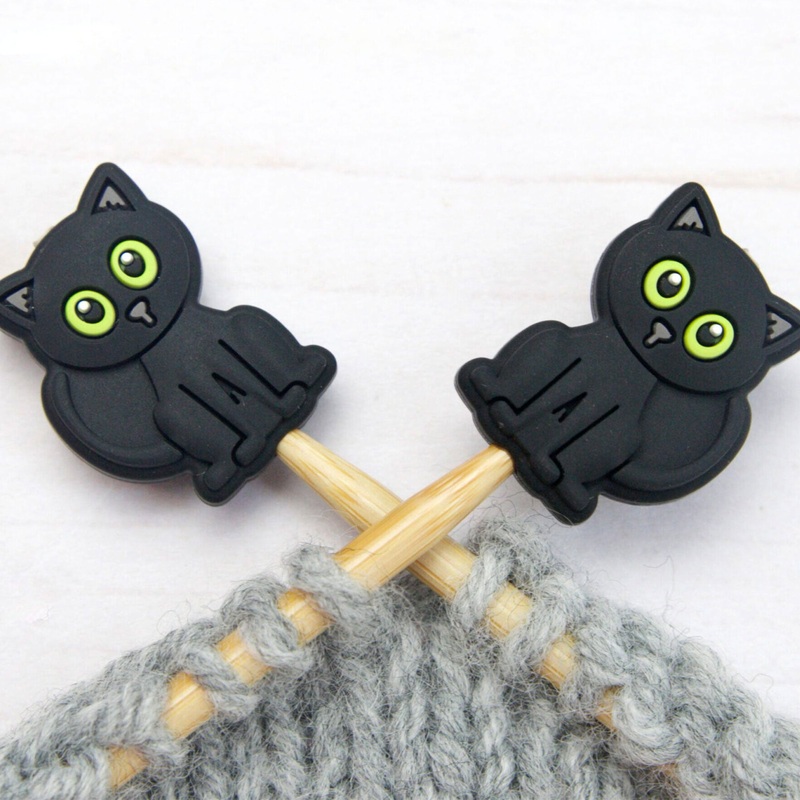 Fox & Pine Stitches Stitch Stoppers/  Point Protector – Black Cat