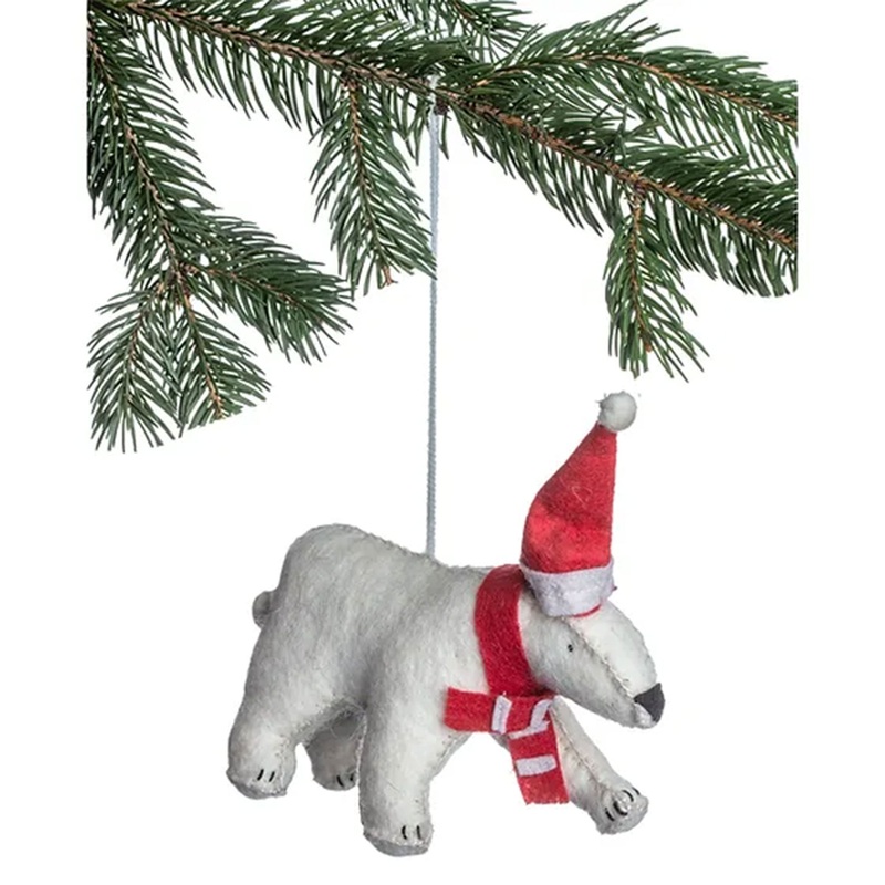 Silk Road Bazaar Handmade Felt Ornaments – Polar Bear
