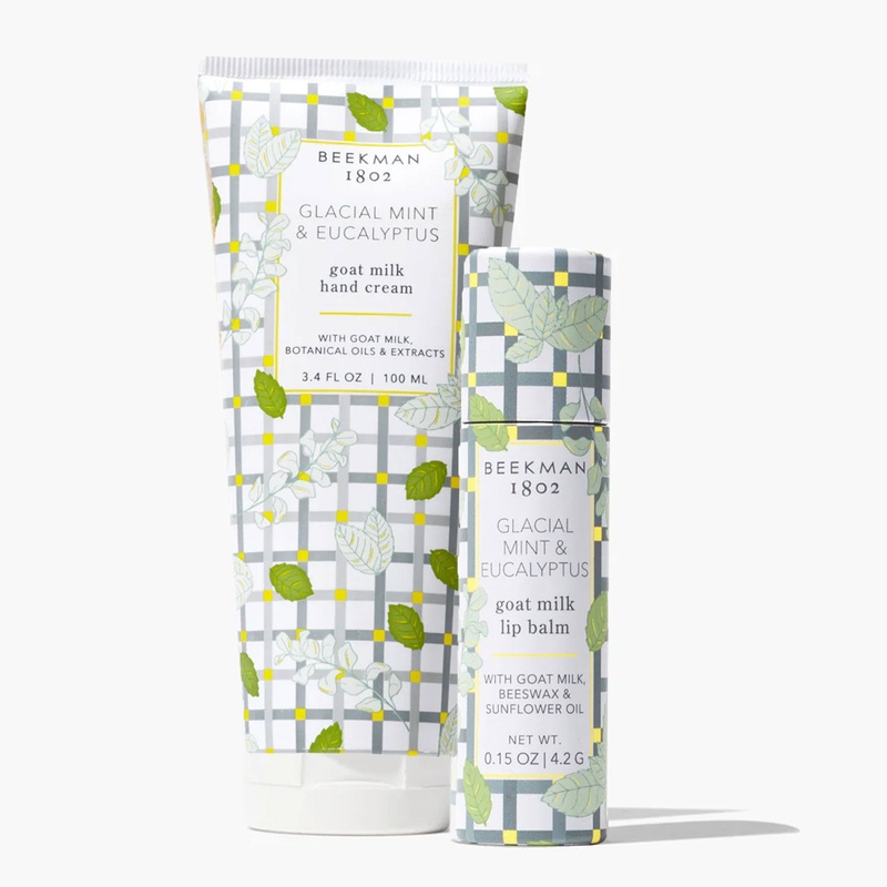 Beekman 1802 Goat Milk Hand Cream and Lip Balm Set – Glacial Mint & Eucalyptus