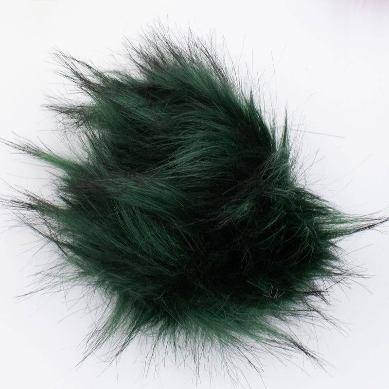 Jimmy Beans Wool Faux Fur Pom Poms w Snap – Dark Green