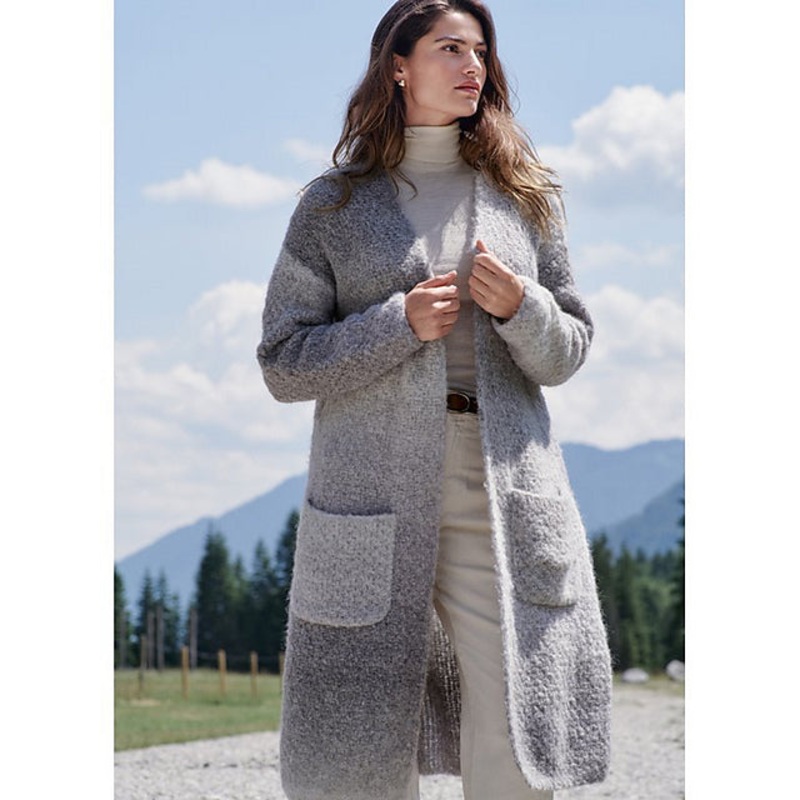 Lana Grossa Journal 66 Patterns – 11 Moss Stitch Coat – PDF Download