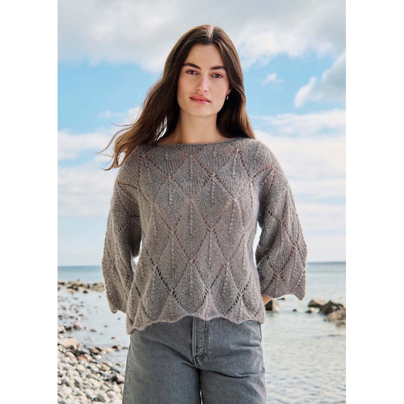 Lana Grossa Journal 68 Patterns – 72 Diamond Lace Pullover – PDF Download