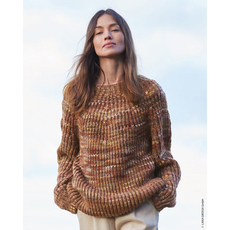 Lana Grossa Lookbook 15 Patterns – 11 Round Yoke Pullover – PDF Download