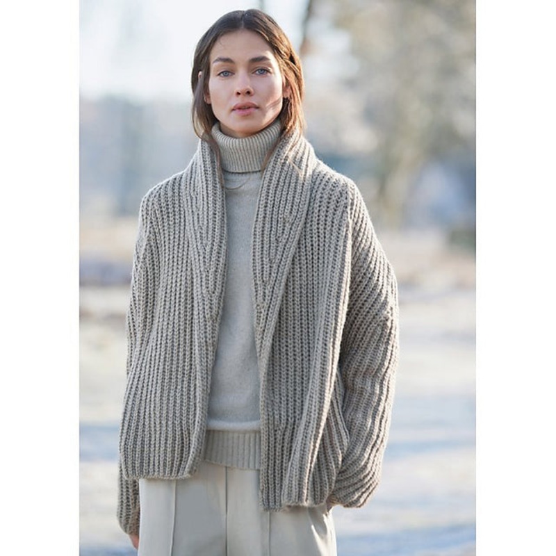 Lana Grossa Lookbook 15 Patterns – 16 Shawl Collar Jacket- PDF Download
