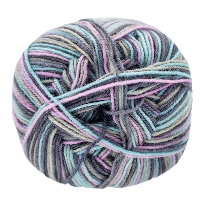 Lana Grossa Meilenweit 100 Merino Extrafine Cosy Yarn – 6161 Pink/Turquoise/Dark/Stone Grey