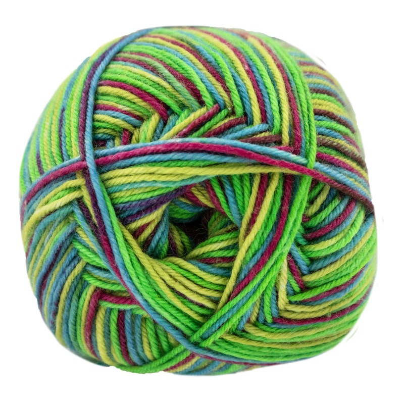 Lana Grossa Meilenweit 100 Merino Extrafine Cosy Yarn – 6162 Wine/Yellow Green/Petrol Blue